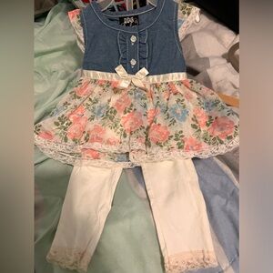 DDG Darlings blue jean set 6-9 months never worn still on hanger